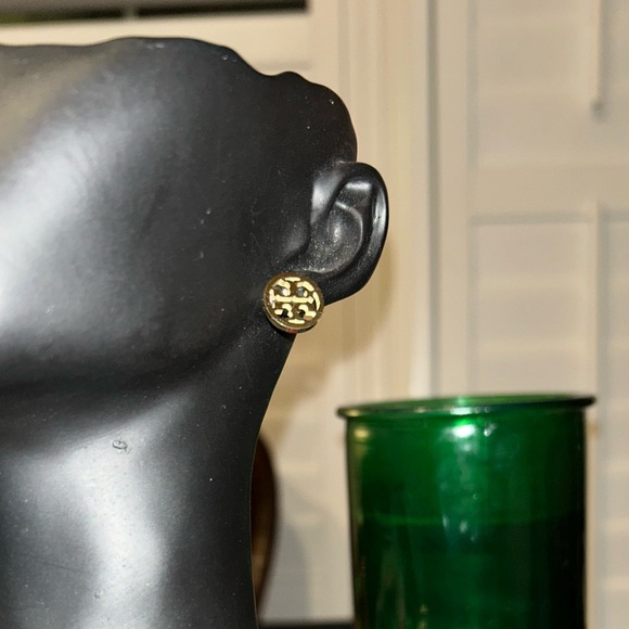 Tory Burch Miller Gold toneLogo Stud Earrings - Picture 5 of 10